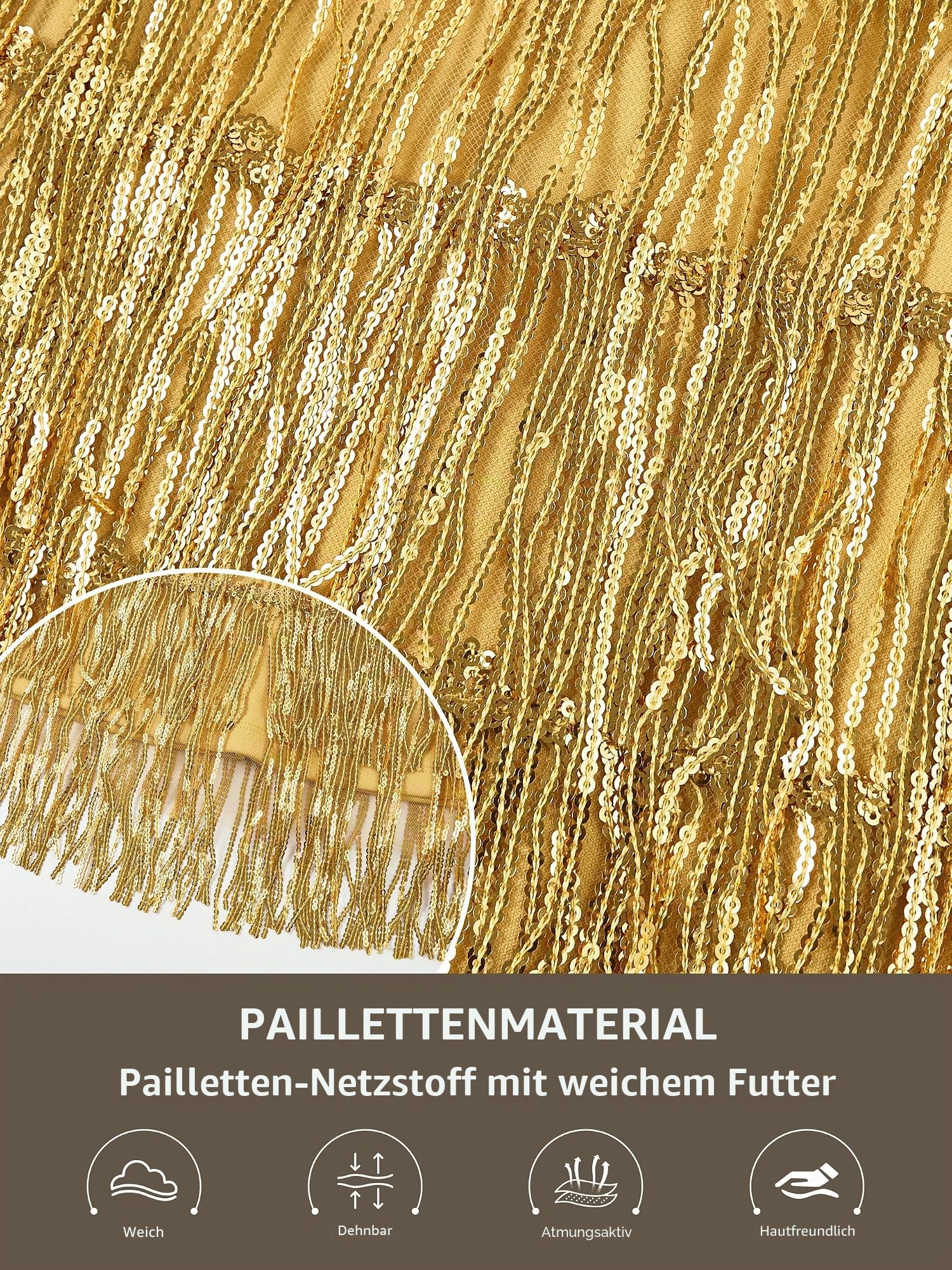 Miipat Mädchen Pailletten Fransen Kleid Glitzer Quasten Kinder Flapper Kleider Elegant Ärmellos Retro Festlich Partykleid für Mädchen 3-8 Jahre