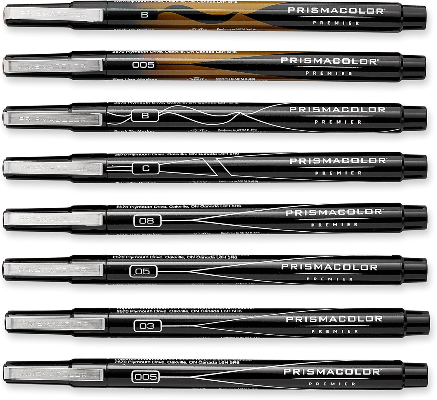 Prismacolor Premier Manga Illustration Markers, Assorted Tips, Black & Sepia, 8-Count : Permanent Markers : Arts, Crafts & Sewing