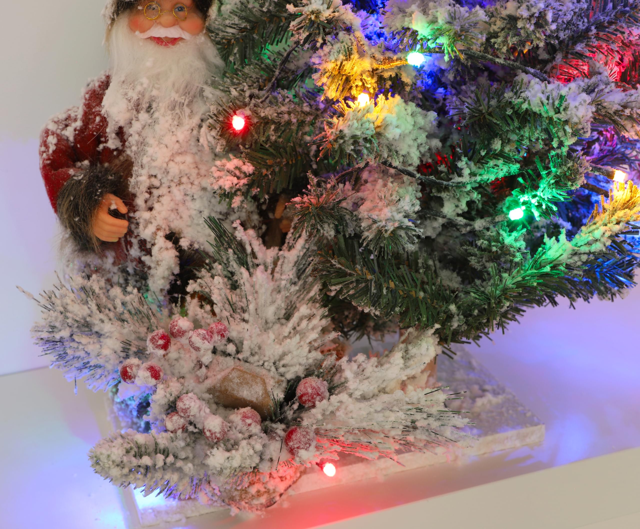 50cm con Pilas del Flocado Santa y decoración del árbol de Navidad con Grande del Multicolor de Luces LED