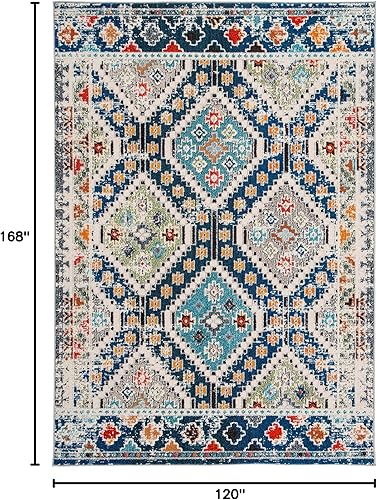 Vista 54 de Safavieh Madison Collection MAD418F - Alfombra de área con diamantes, Polipropileno, Azul Oscuro/Amarillo