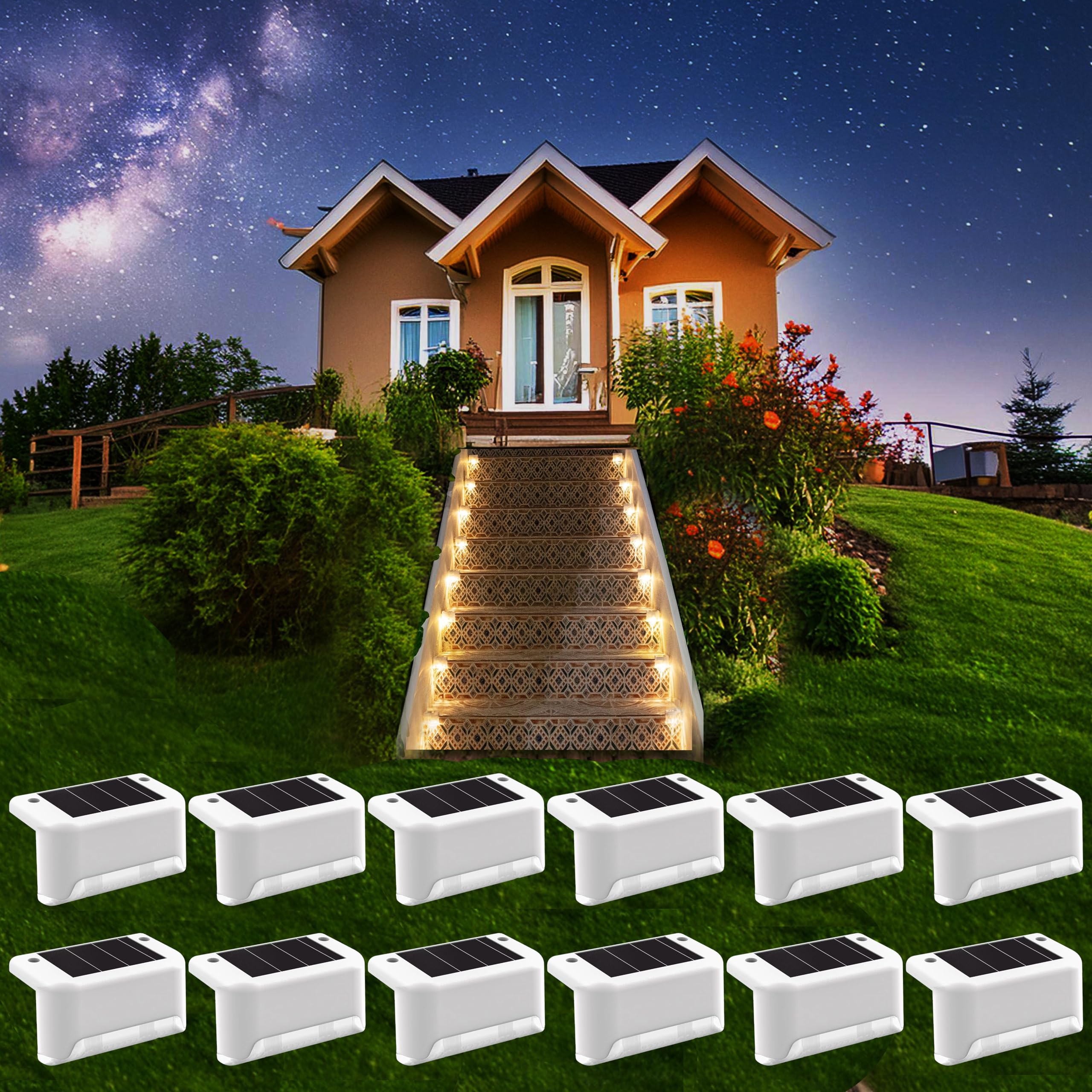 4/12x Luci Solari LED Lampada Da Recinzione Lampade Da Parete - Foto 3