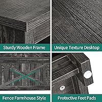 Vista 36 de Mesa de centro de granja con almacenamiento, mesa de cóctel de madera rústica, mesas de centro cuadradas para sala de estar, sala de reuniones