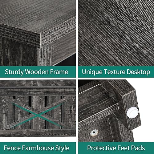 Miniatura 5 de YITAHOME Coffee Table with Storage,Farmhouse Coffee Table Rustic Wood Cocktail Table,Square Living Room Table for Living Meeting Room with Half Open