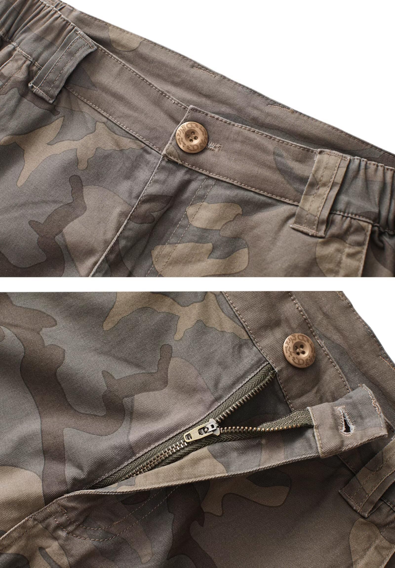 KOCTHOMY Damen-Cargo-Shorts, 17,8 cm, Bermuda-Shorts, Freizeit-Shorts, Sommer-Shorts, Camouflage-Shorts mit Reißverschlusstaschen, ohne Gürtel