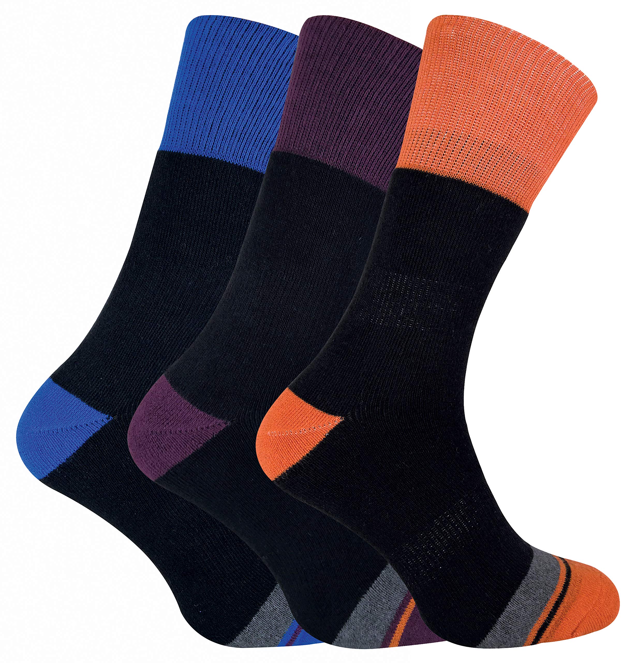 PENINSULA - 3 Pack Mens Cushioned Liner Double Layer Anti Blister Hiking Walking Socks (6-11 UK, Black Assorted)
