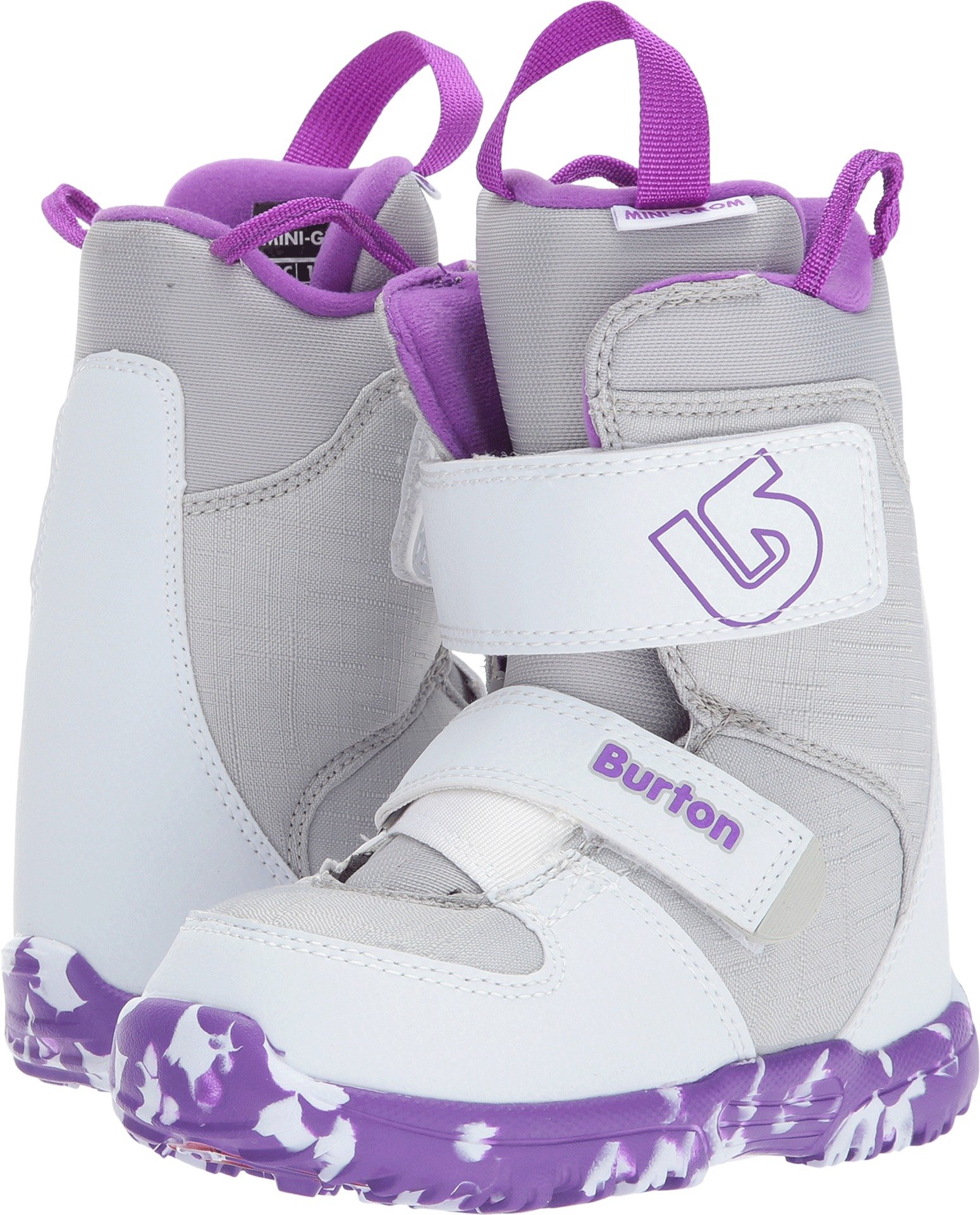 Burton Mini-Grom Snowboard Boots White/Purple Girls Sz 10K