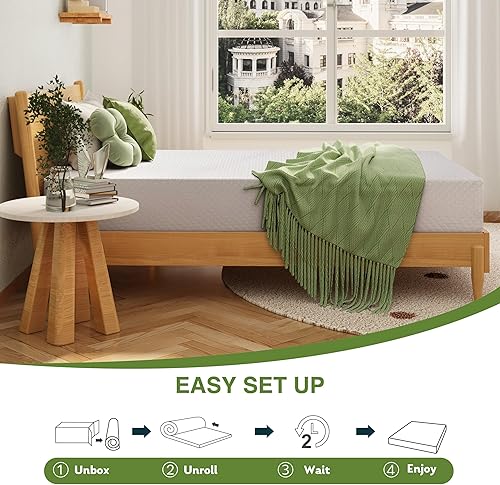 Miniatura 7 de EGOHOME Colchón individual de 5 pulgadas para niños, colchón de espuma viscoelástica con gel de té verde refrescante, alivia la presión con soporte