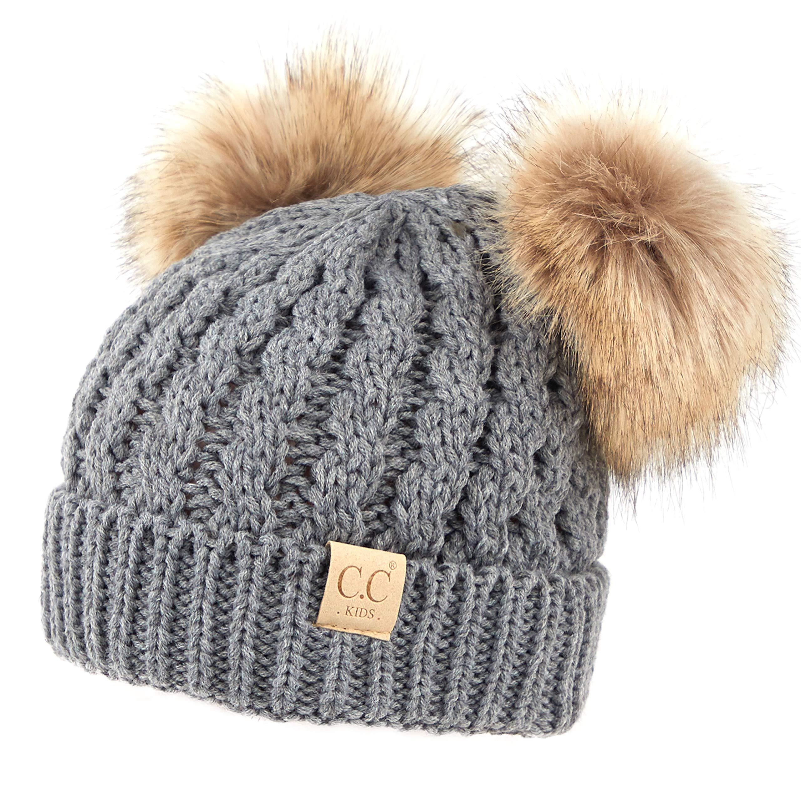 C.C Exclusives Children Kid Double Pompom Knitted Beanie for Kids Ages 2-5 (KID-23)(KID-24)(KIDS-2055)