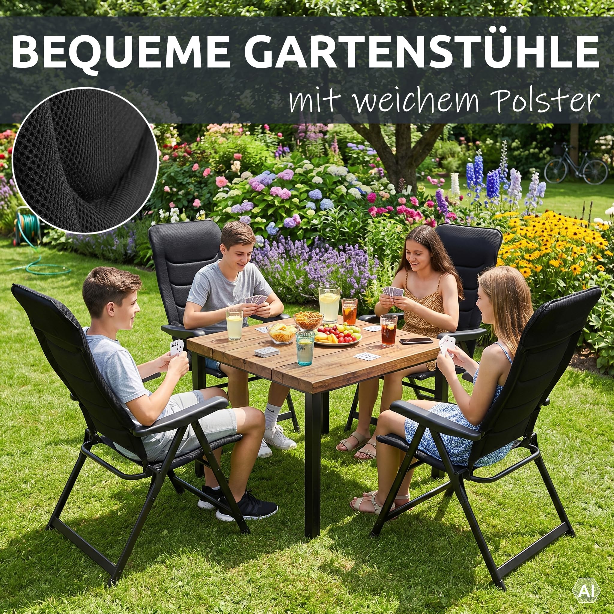 your GEAR Sovana 3D – Gartenstuhl klappbar XXL Hochlehner – Campingstuhl extra breit – 180 kg belastbar – 3D Mesh Bezug Quick Dry Polsterung – 6-Fach verstellbar – ergonomisch & wetterbeständig