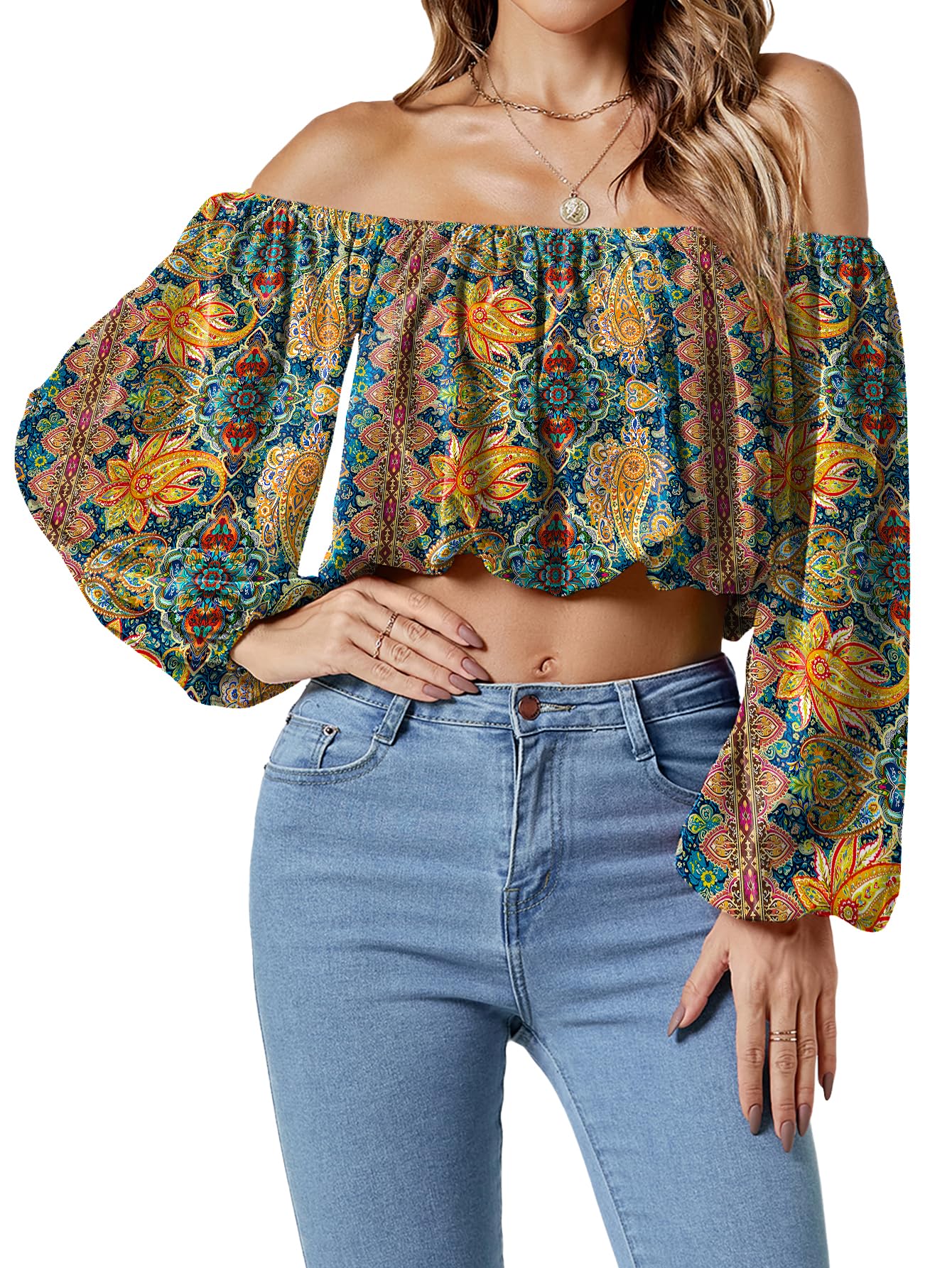 Umenlele Women's Off Shoulder Crop Top