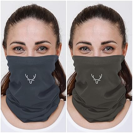 Jigyaasaa Gray & Olive Green Cotton Face Mask for Sun Protection Use/Muffler Cap/Bike Ridding for Girls/Boys(Set of 2)