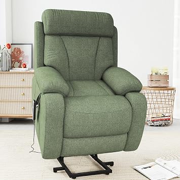 extrasleep Power Lift Recliner Chair with Remote Control, Reclining Chairs with Adjustable Positions and Side Pocket, Electric Recliner with 330LB Capacity, Lift Chair for Elderly, Dark Green