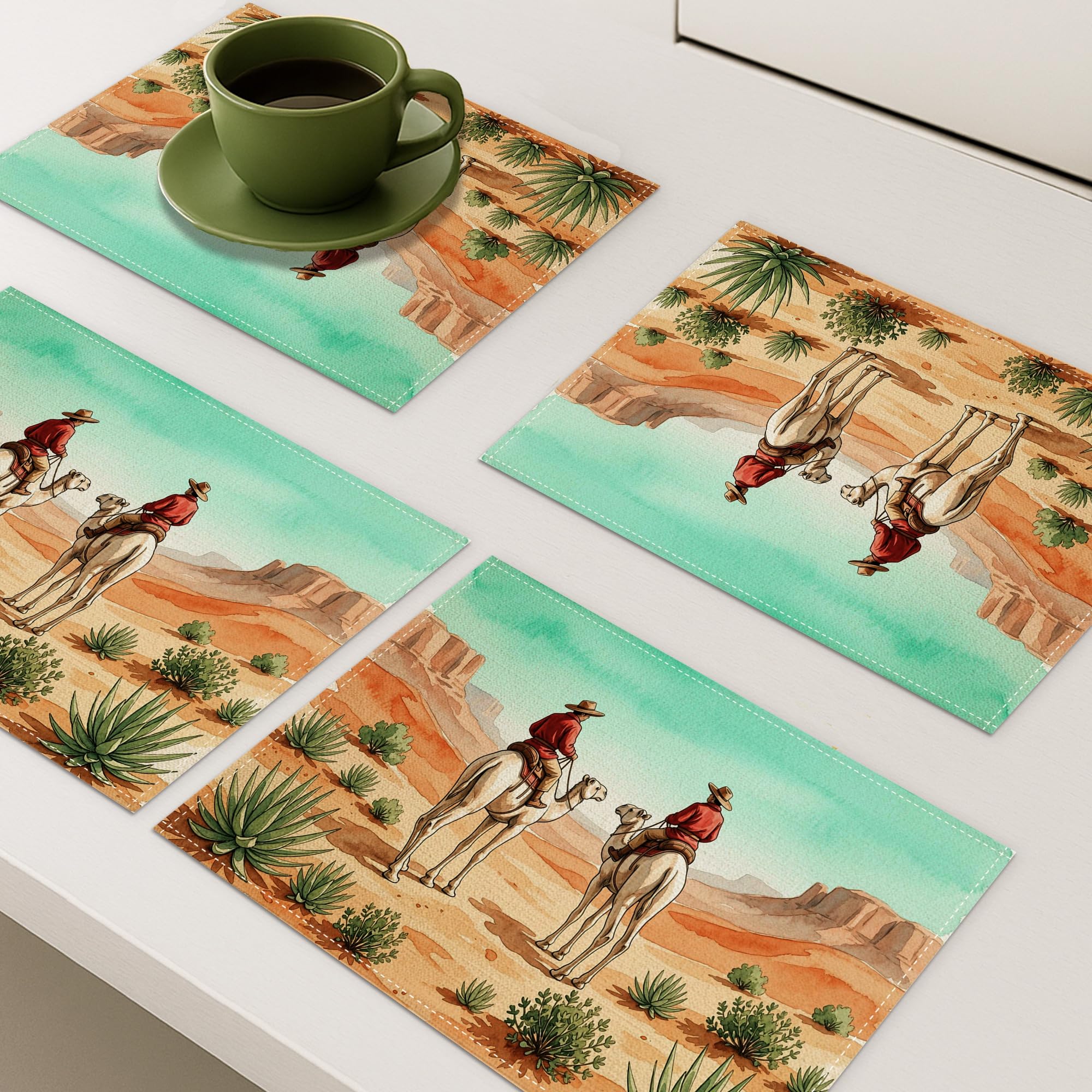 Desert Camels zestaw 4 podkładek, vintage, western, antypoślizgowe