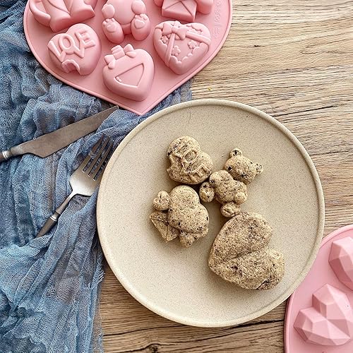 Miniatura 4 de 2 moldes de jabón en forma de corazón para el día de San Valentín, moldes de silicona con forma de corazón para taza de oso de caramelo, molde de