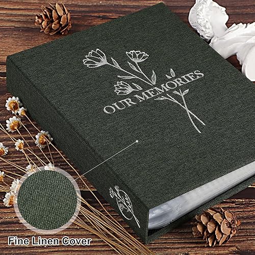 Vista 110 de Lanpn Álbumes de fotos pequeños de 4 x 6 pulgadas, 50 imágenes, paquete de 2 unidades, mini capacidad de lino Our Memories, juego de bolsillos