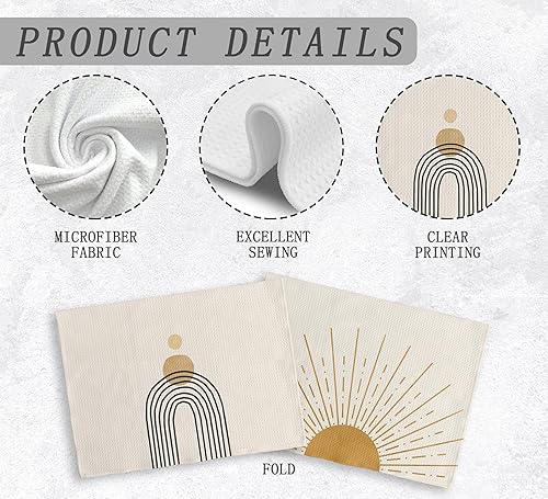 Miniatura 7 de Juego de 2 toallas de cocina y paños de cocina bohemios abstractos con diseño de amanecer y atardecer, diseño bohemio, para baño, cocina, 16 x 24