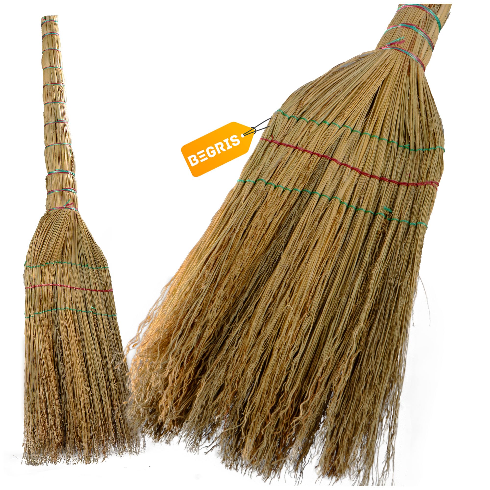 Miotła Sorgo ze Słomy Naturalna Wytrzymała Miotła Ekologiczna na Zewnątrz i do Domu 80 cm Długości Drewniany Trzonek Miotełka z Sorga i Kij Zamiatacz SORGHO