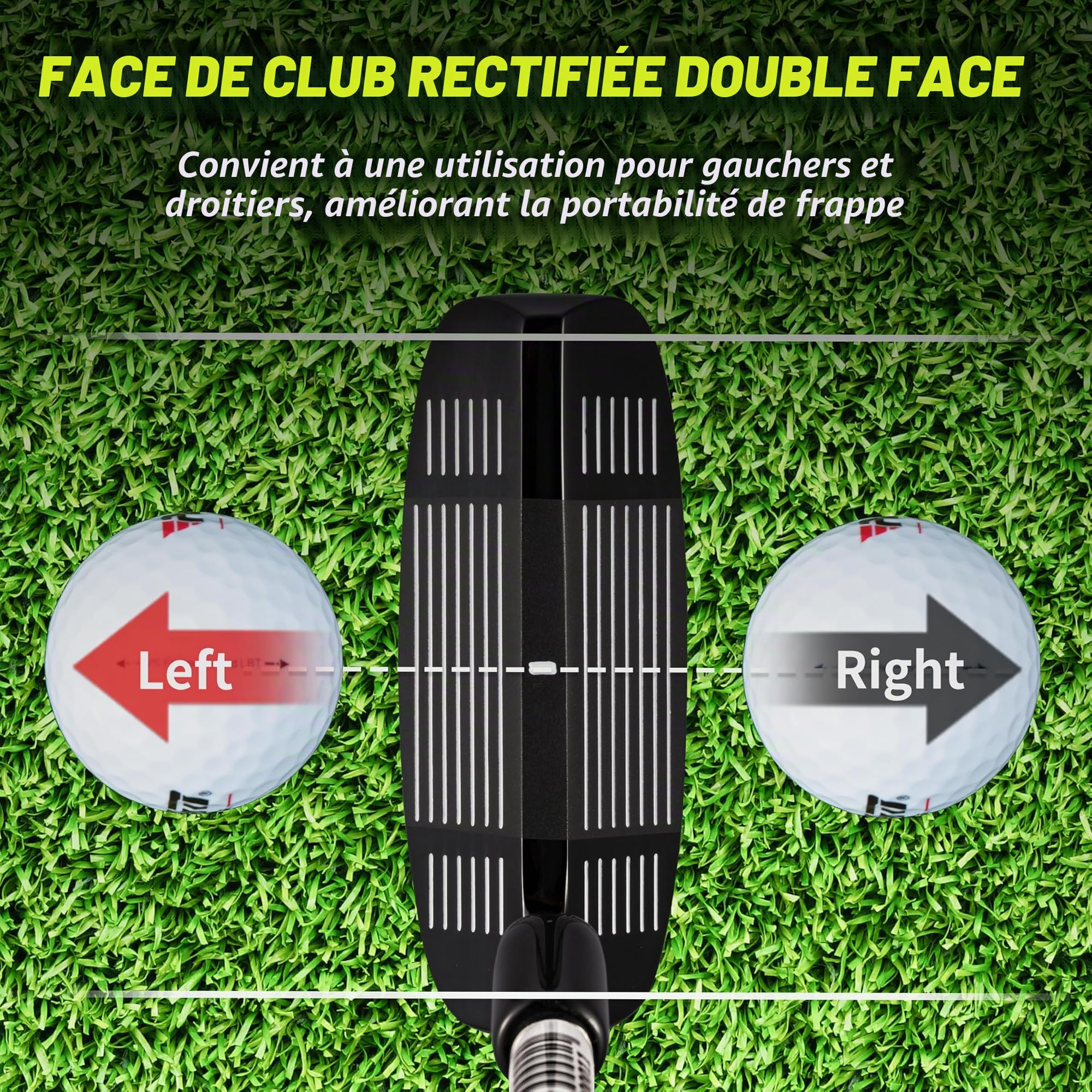 PGM Club de golf chipper bidirectionnel pour hommes et femmes, ambidextre pour gauchers et droitiers, haute tolérance pour des coups d'approche courts faciles (noir)