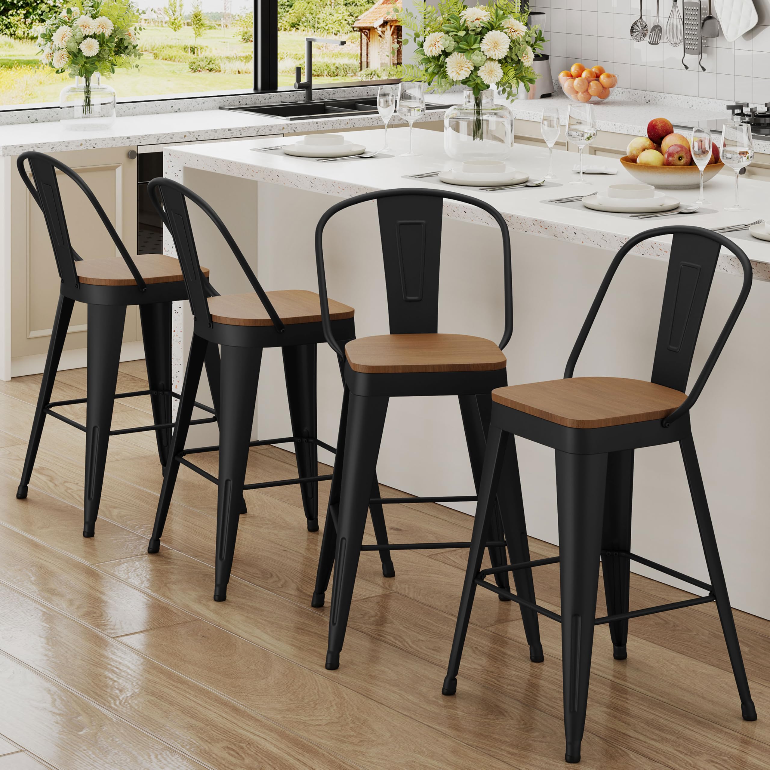 Andeworld Metal Bar Stools Set of 4