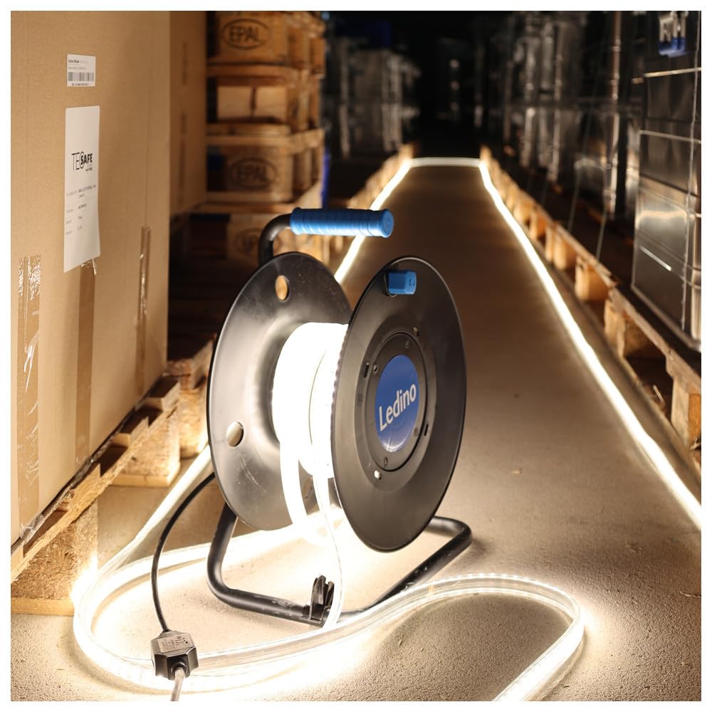 Ledino LED-Lichtband Wickede 25 m neutralweiß 4000K – 32.500 lm, 600W, 180 LEDs/m, IP65 – Hochleistungs LED-Lichtkette für Baustellen, Events, Hallen & Außenbereiche, professionelle Beleuchtung