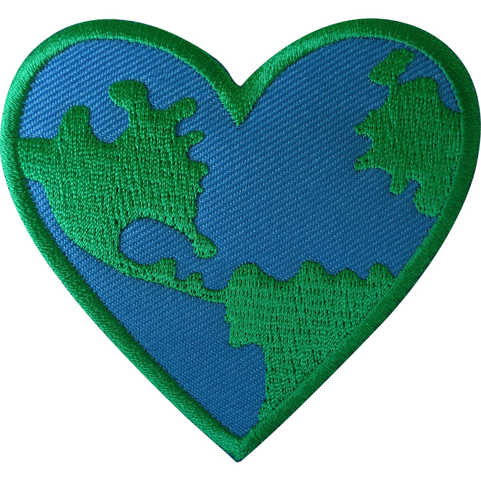Ellu Blue World Love Heart Patch Iron Sew On Clothes Greenpeace Earth Embroidered Badge