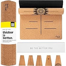 Luxury Cork Yoga Mat - Non Slip, Extra Thick Grip. Thicker, Longer, and Wider for More Comfort and Support. Tough Enough For Hot Yoga. Natural, Non Toxic, and Eco Friendly. Optional Alignment Lines.