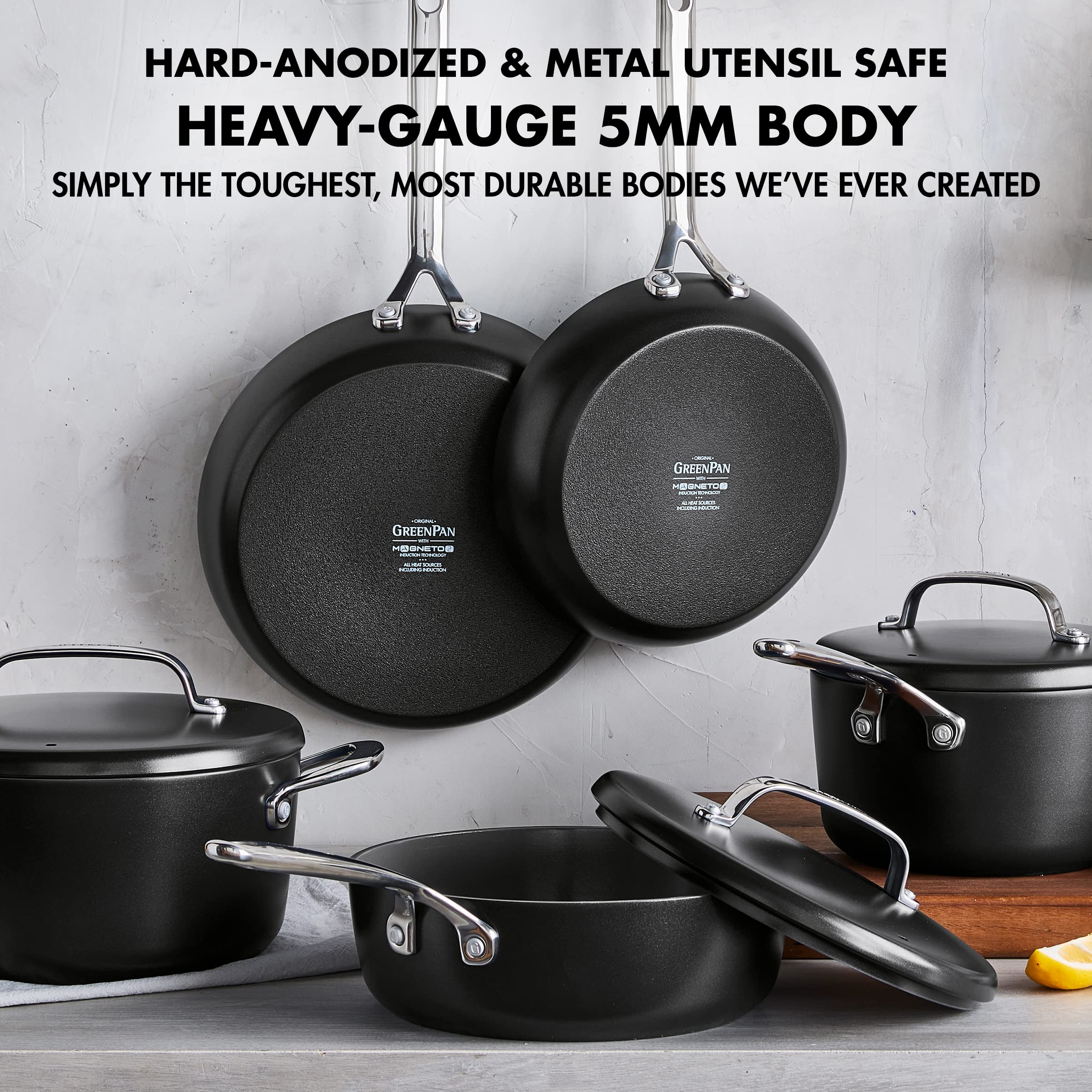 GreenPan GP5 Hard Anodized Healthy Ceramic Nonstick 14 Piece Cookware