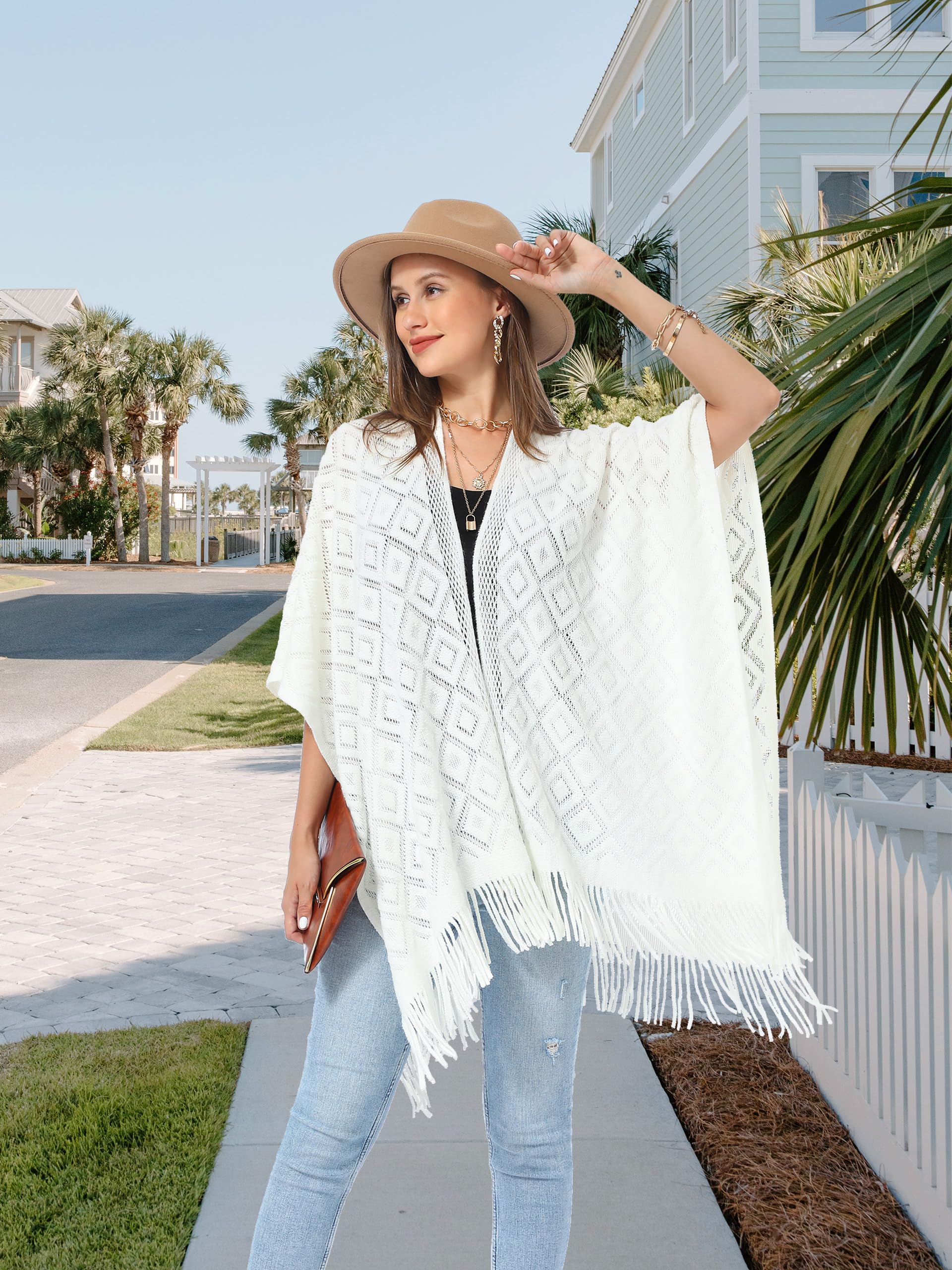 soul young Châle Femme Leger Ponchos et Capes Fringes Tricoté Pashmina