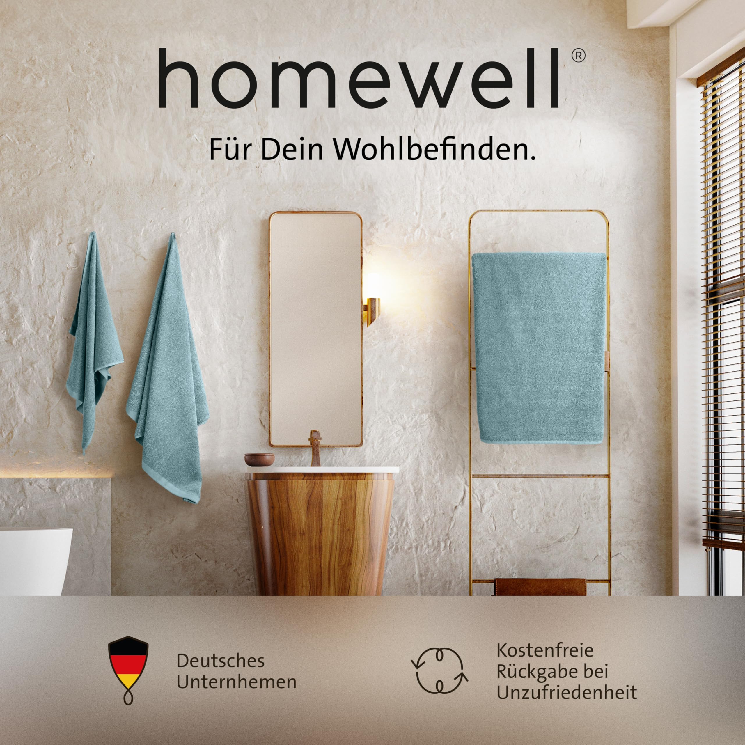 homewell Set di asciugamani morbido e assorbente, 100% cotone, Oeko - Tex 100 certificato