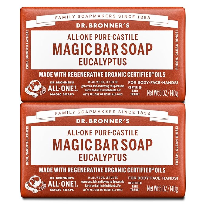 Dr. Bronner's Pure-Castile Magic Bar Soaps (Eucalyptus, 5oz, 2-Pack)