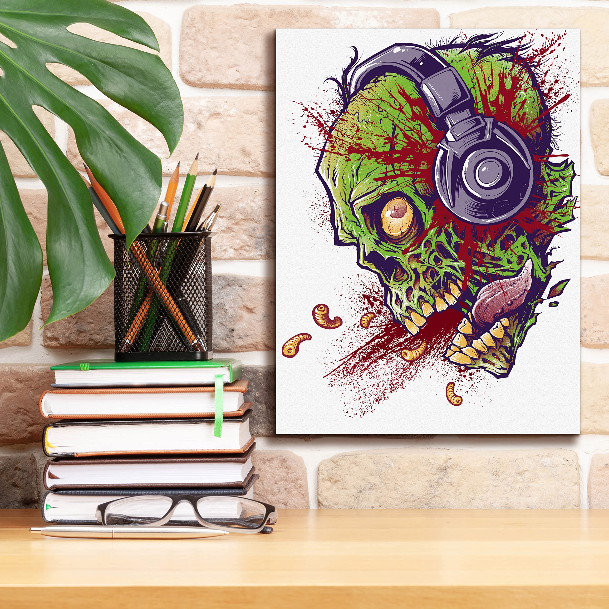 【一点物イラストアート】WHICH ONE OF US IT CRAZY? Amazon.com: Epic Graffiti 'Zombie With Headphones' by Flyland