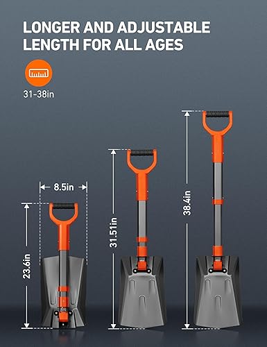 Miniatura 8 de AstroAI Cepillo de nieve de 27 pulgadas Amarillo+ AstroAI Pala de nieve plegable de 39 pulgadas para coche, color gris