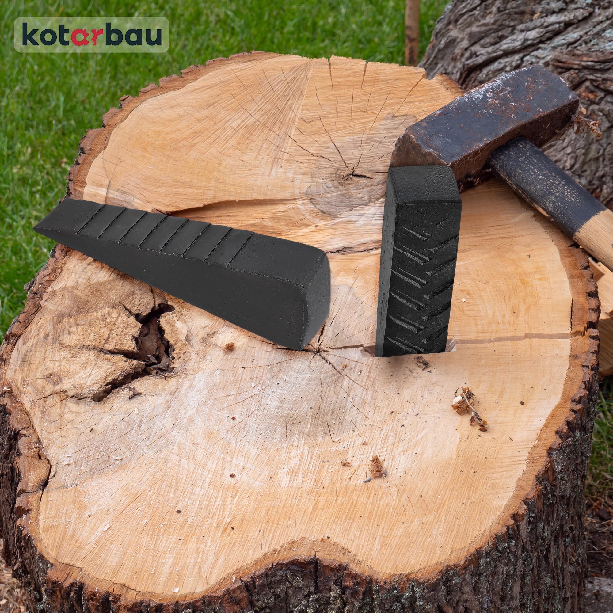 KOTARBAU® Esquina de Dividir forjada de Acero, 250 mm, 4,0 kg, Granada de Dividir Esquina de Madera, esparcidor de Troncos, Esquina de Sacrificio, Esquina de leña, Esquina de elevación