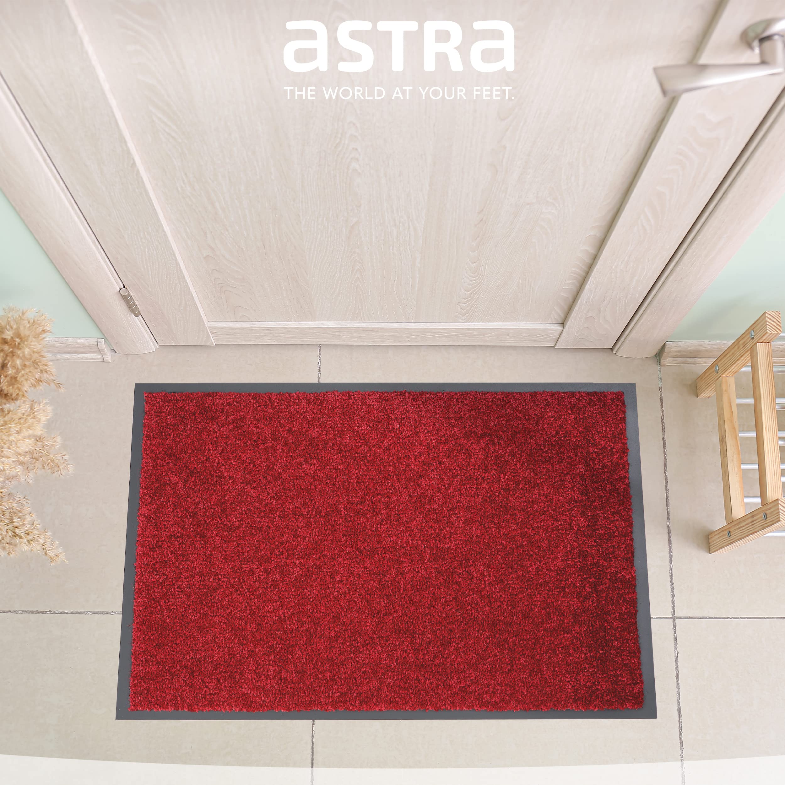 felpudo antideslizante - felpudo de interior - alfombra (rojo, 80x120cm)