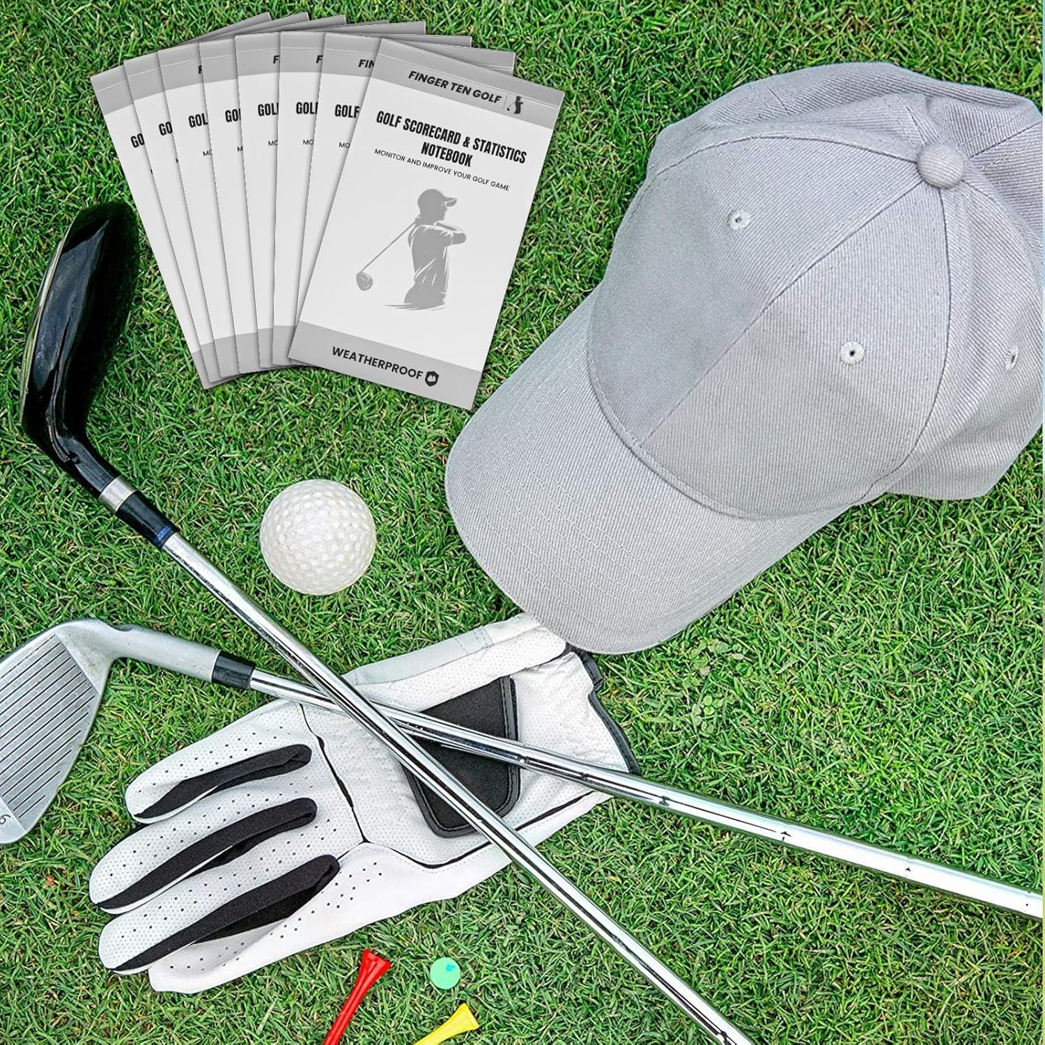 FINGER TEN Golf Scorecard Book Stats Statistics Log Notebook Waterproof Paper Value 1/2/4/8 Pack, Fit Golf Score Card Holder Cover
