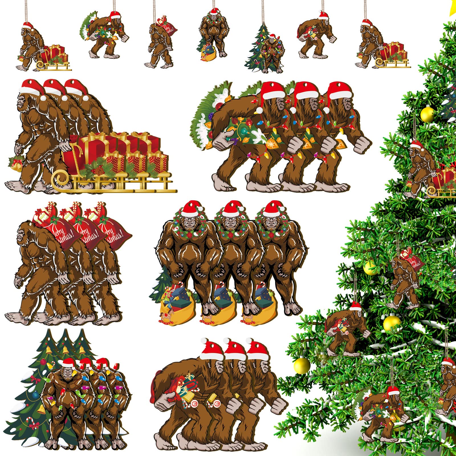 Cadeaux de Noël amusants en bois suspension sapin écologique