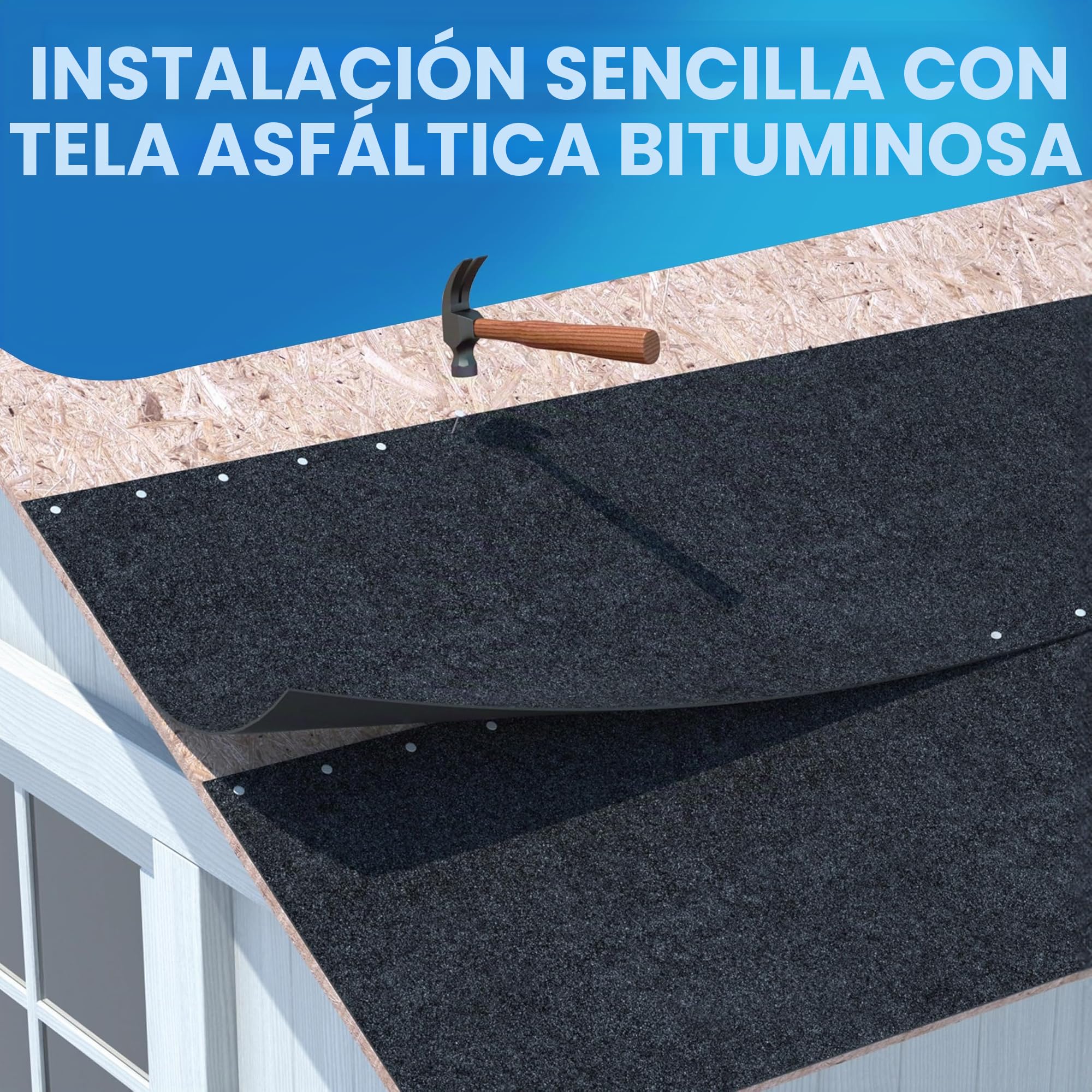 GARTENPIRAT Rollo con 5,0 m² de Tela asfáltica arenosa para techos Color Negro