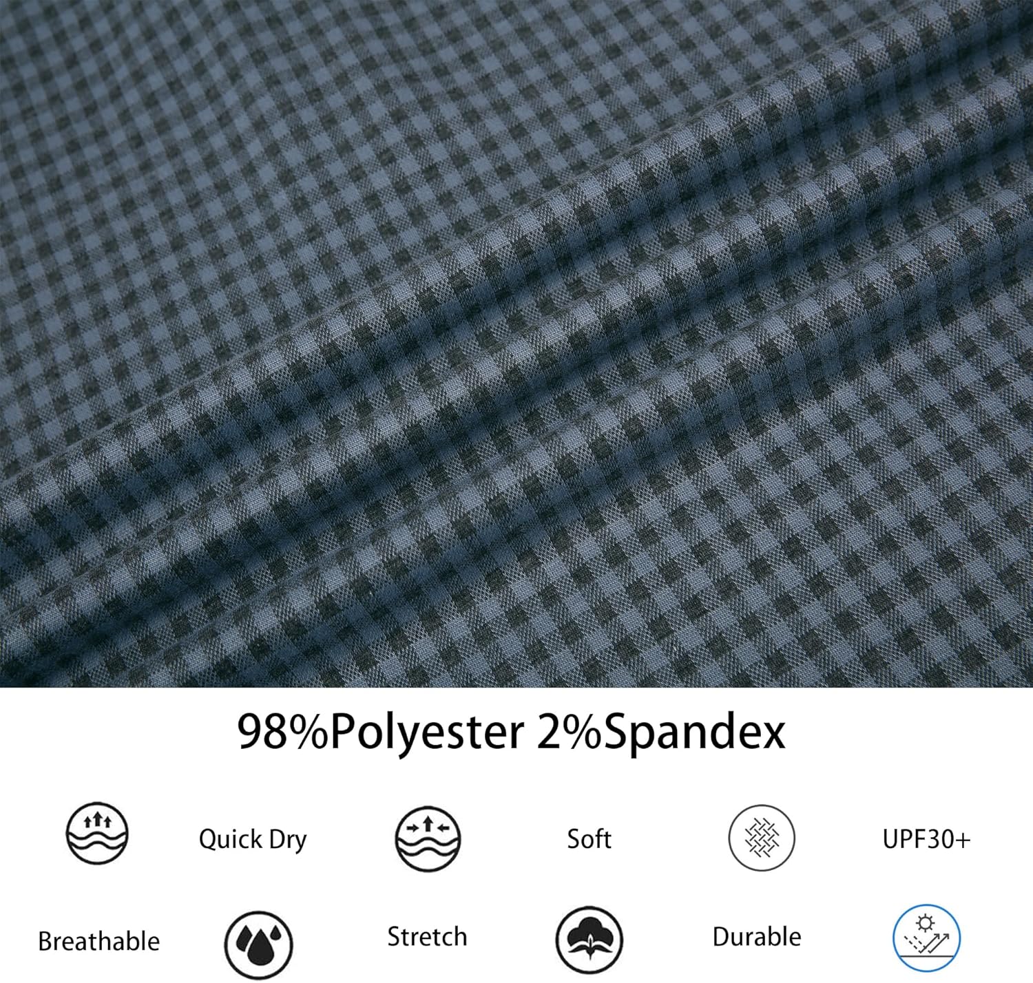 Alex Vando Mens Check Golf Shirt Contrast Rib Collar Short Sleeve Polo Shirts for Men - Image 6