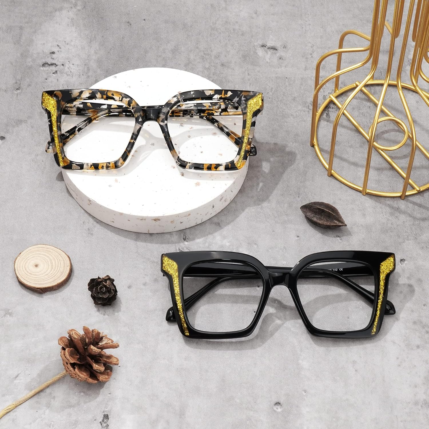 Zeelool Oversized Thick Square Glasses Frame for Women with Non-prescription Clear Lens WA088362