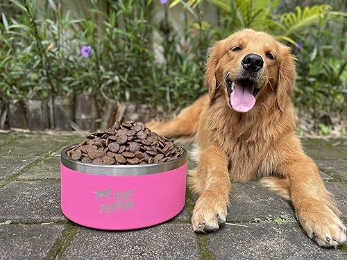 Miniatura 7 de Tuff Pupper Cuenco de acero inoxidable aislado resistente de 100 onzas para perros grandes, base antideslizante, apto para lavavajillas