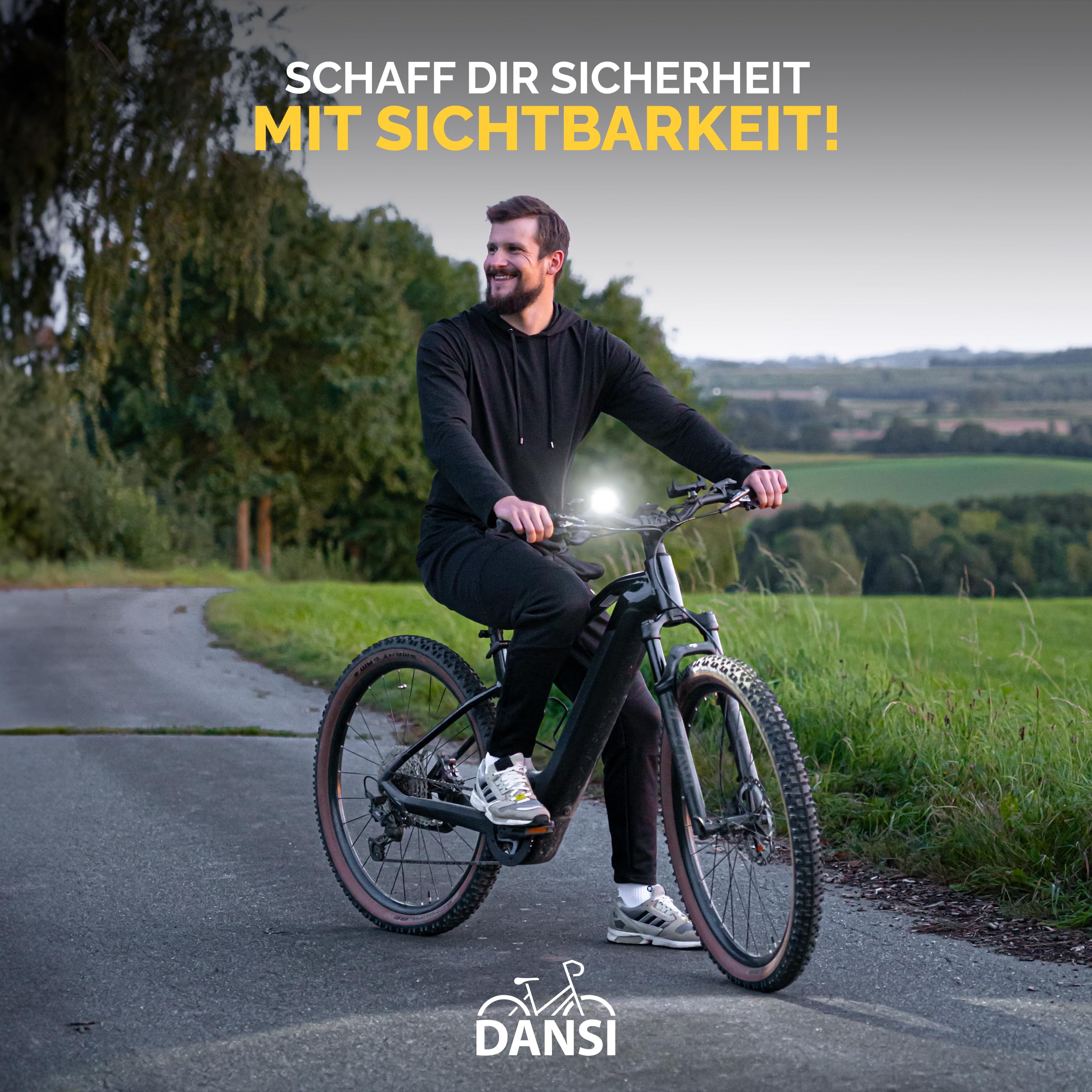 DANSI Fahrrad Licht LED Fahrradbeleuchtung StVZO zugelassen Fahrradlicht vorne Fahrradlampe umschaltbar 15-70 Lux Rücklicht & Frontleuchte Regenfest Bike Light