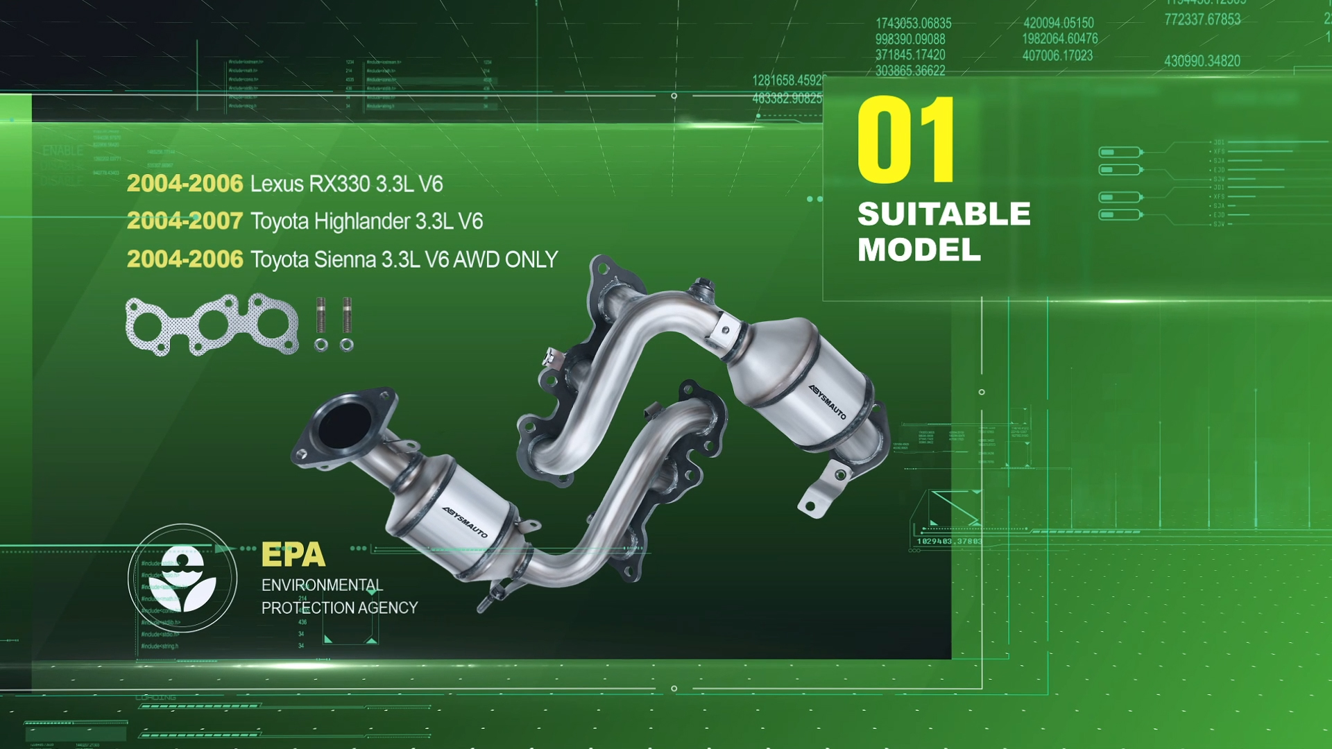 Direct-Fit Catalytic Converter - Left & Right Set For Toyota Sienna 2004-2006 & Highlander 2004-2007 3.3L V6 (EPA Compliant, Not CARB)
