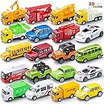 JOYIN 20PCS Die Cast Pull Back Cars, Metal Toy Cars, Car Toys Bulk, Vehicle Set for Toddlers, Kids Party Favors, Cake Toppers, Stocking Stuffers, Race Cars Toys for Boys, Christmas Grandkids Gifts