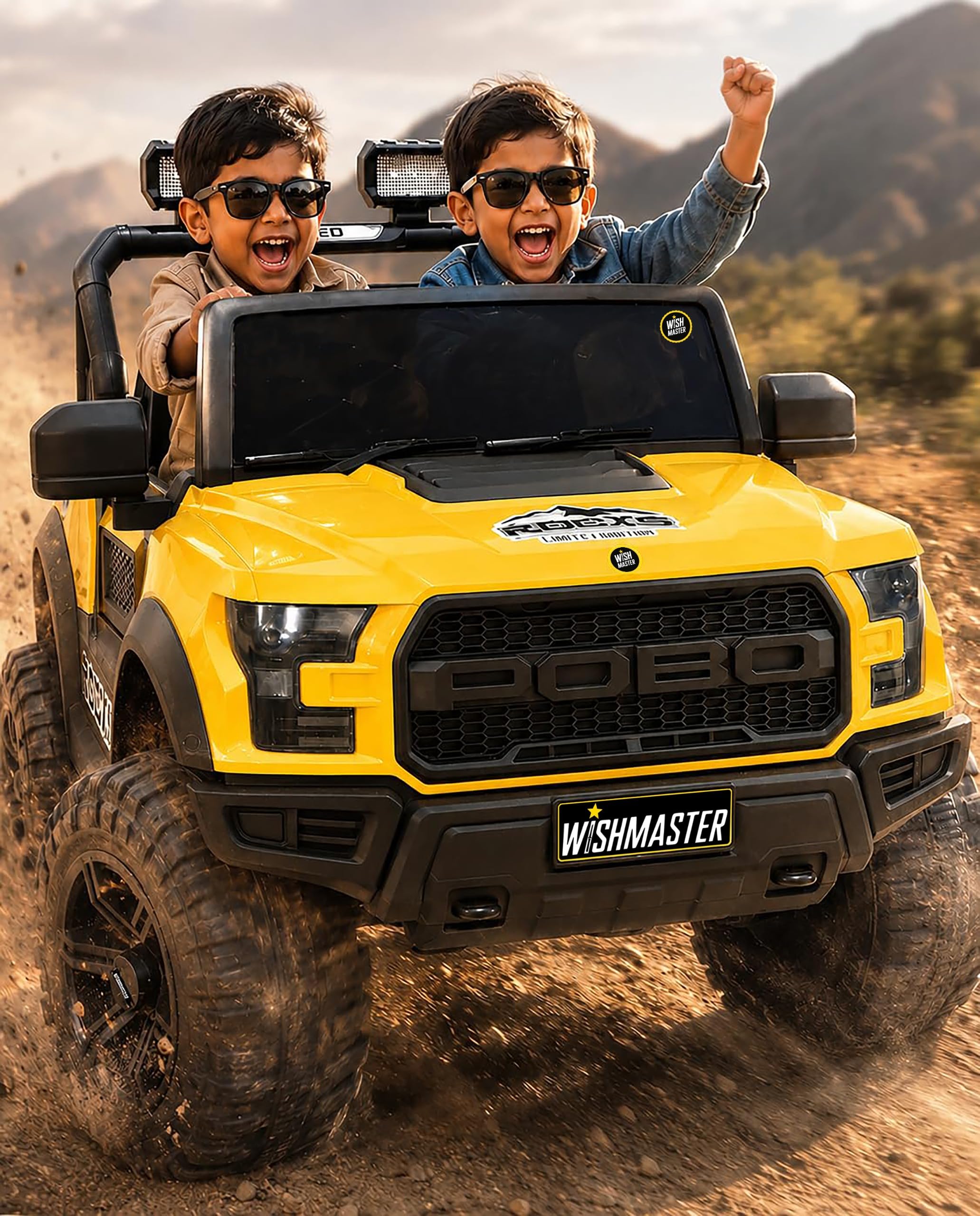 Wishmaster Driving 4 Motors with Bluetooth EV Jeeps for Kids 1, 2, 3, 4, 5, 6 Years | Remote + Steering + Mobile App Control | Ride on Car | Birthday Gift (Yellow)-image-47