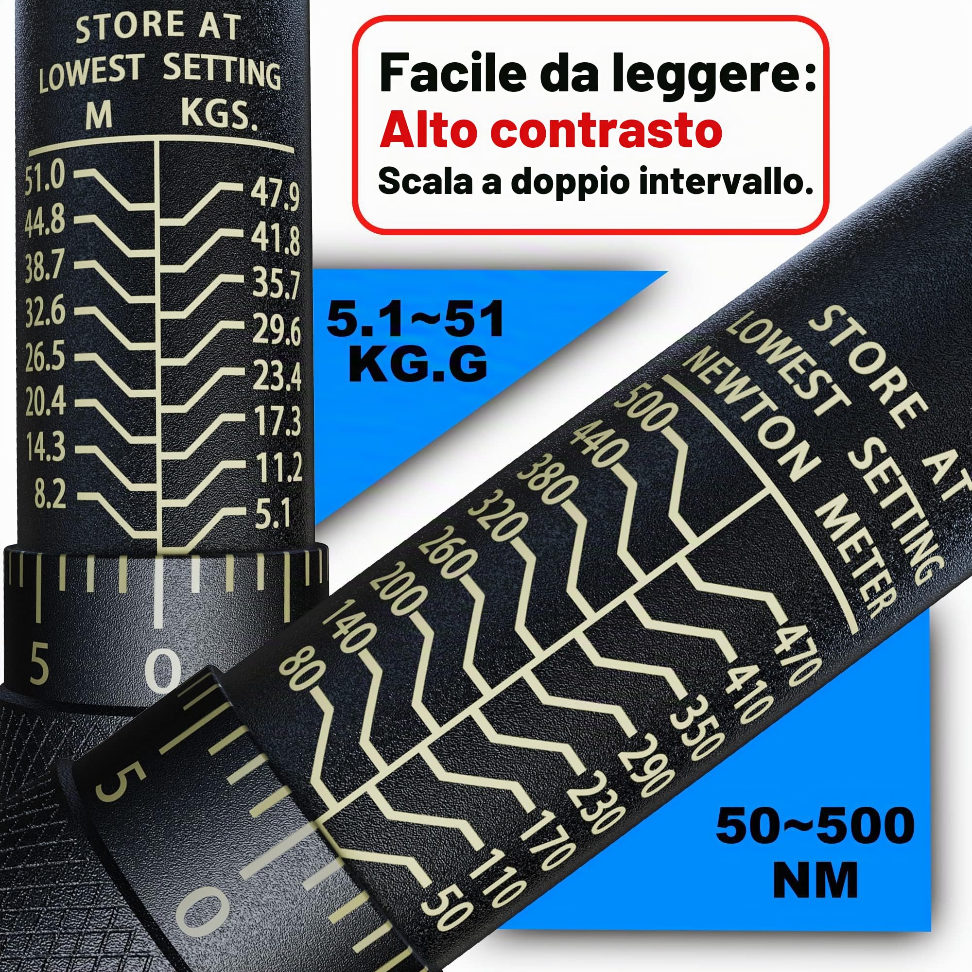 Chiave Dinamometrica 3/4", 50-500 Nm Chiavi Dinamometriche, ± 5% Precisione Chiave Strumento Compatibile con Camion, Moto, Chiave Dinamometrica auto Strumento