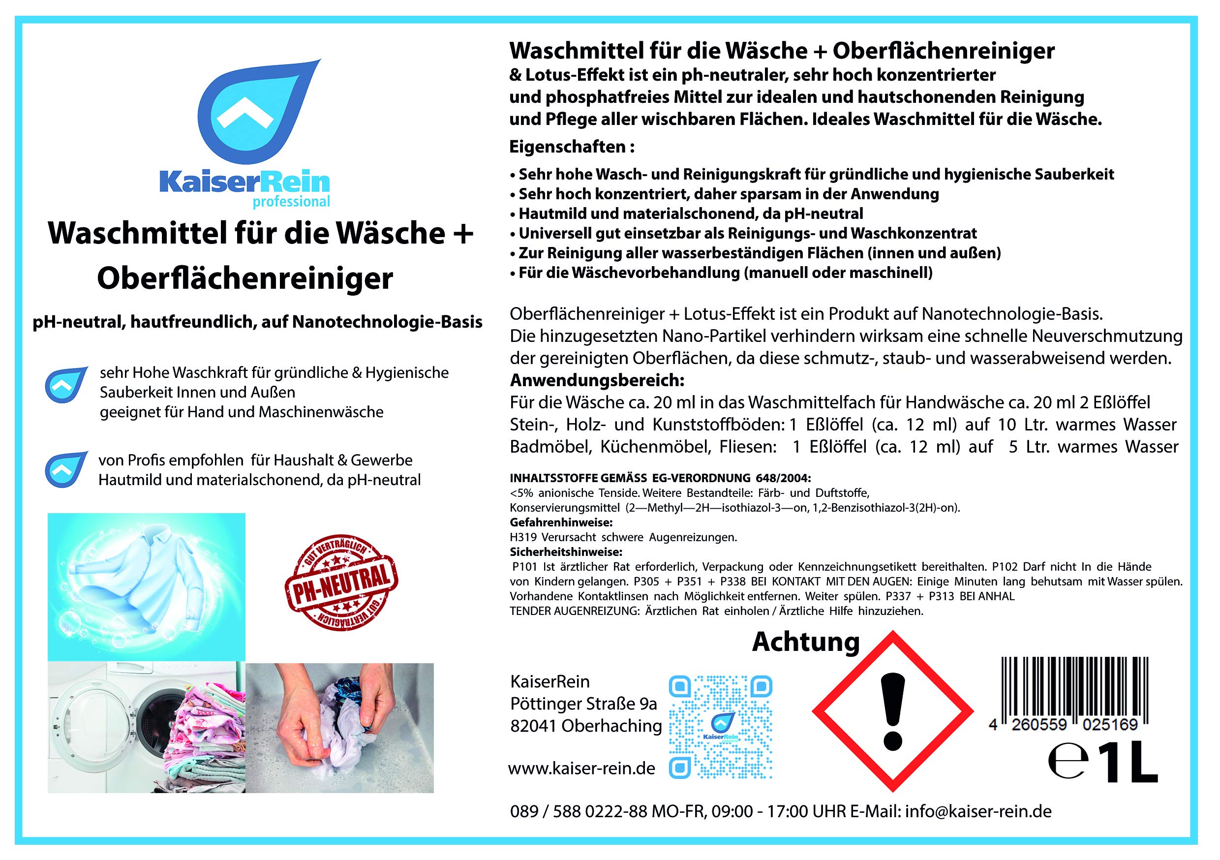 KaiserRein Vorwaschspray Konzentrat Waschmittel für Vorwäsche oder Waschmittel Verstärker Fleckenentferner + Sprühflasche Fleckenspray Fleckenmittel