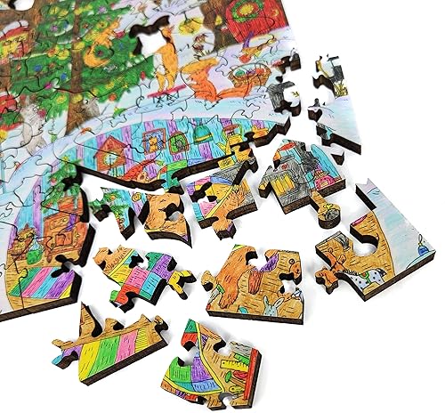 Miniatura 6 de Rompecabezas de madera para adultos, piezas de forma única, fabricado en los Estados Unidos por FoxSmartBox - 245 piezas - Bosque de Hadas. Invierno