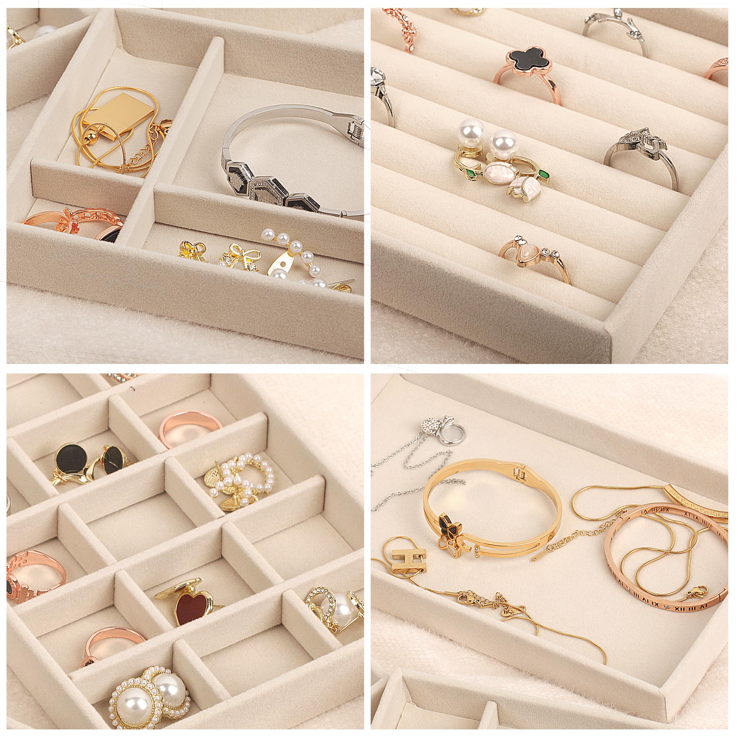 Organizer Gioielli In Velluto Domkan - Set 4 Vassoi Impilabili Per Cassetto - Foto 4