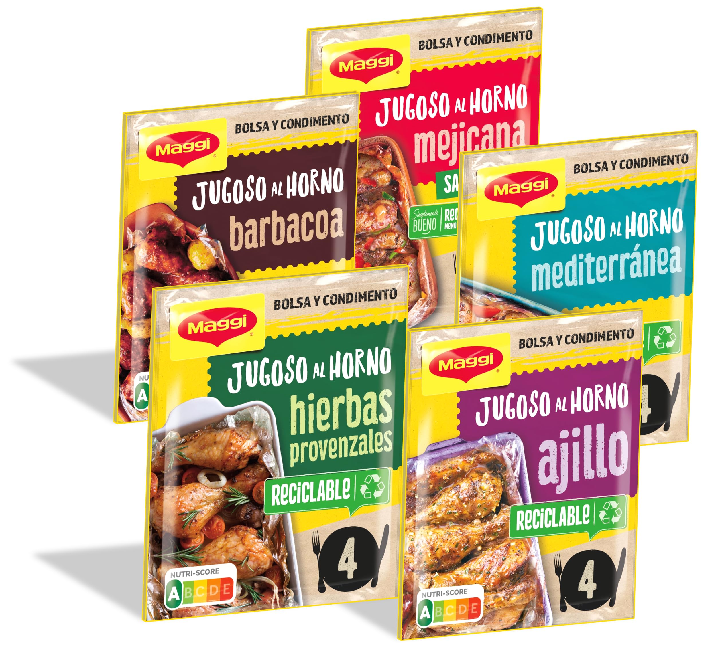 MAGGI Jugoso al Horno Receta Mediterránea 16x31g Bolsa para Horno con Condimentos Airfryer