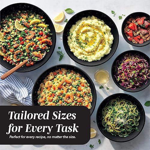 Miniatura 5 de Cook with Color - Juego de tazones para mezclar de caucho termoplástico (TPR) con tapas, 12 unidades, 6 tazones de preparación y 6 tapas, aptos